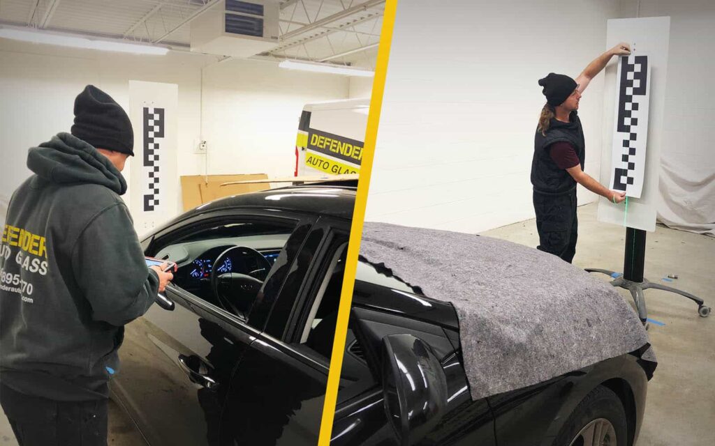 defender employees repairing auto glass